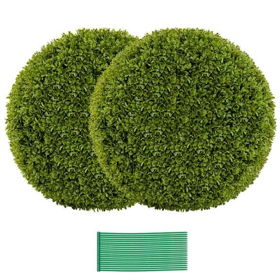 Costway 2 PCS 20" Faux Boxwood Balls with Sun-Protective PE Material Mimic Fluffy Leaves