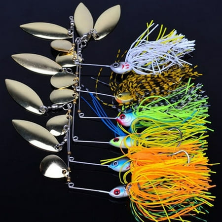 Travelwant 6Packs Bass Fishing Lure Spinner Baits Kit Hard Spinner Lures/MUSTAD Hook/Freshwater Spinnerbait Jigs for Bass Salmon Pike Trout
