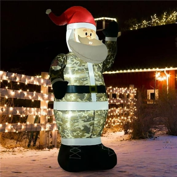 8 ft. Outdoor Inflatable Christmas Military Santa Claus Airblown