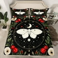 thumbnail image 2 of jejeloiu Red Cartoon Mushroom Twin Sheet Sets,Boho Bohemian Moth Twin Fitted Sheet,Rustic Fungus Plants Flat Sheet For Girls Boys,Ultra Soft Home Decor,3 Pieces, 2 of 7