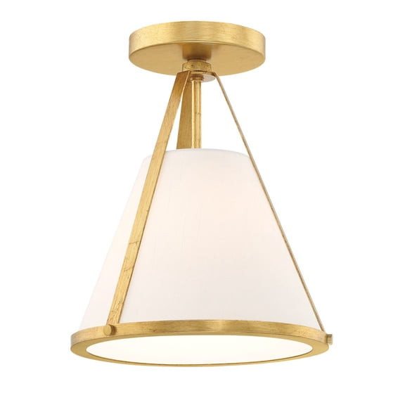 Crystorama Fulton 1 Light Antique Gold Semi Flush Mount