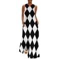 thumbnail image 2 of Check Print Dress Black and White Contrast Maxi Dress Aesthetic Casual Long Dresses Summer Sleeveless Custom Vestido Big Size, 2 of 7