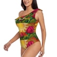 thumbnail image 2 of Easygdp Rose Psychedelic Women's One Shoulder Ruffle Monokini Bathing Suits with Removable Chest Pad, Quick Drying - Medium, 2 of 8