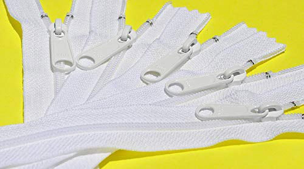 YKK White #4.5 Handbag - Extra-Long Pull Zipper (10 Zippers Per Pack) (48" Inches)