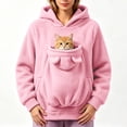thumbnail image 2 of Women Fall And Winter Casual Solid Color Pet O Neck Pocket Sweatshirt Funny Pullover With Half Zipper Purr Pup Pet Pocket Hoodie, 2 of 9