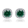 thumbnail image 1 of Paris Jewelry Aretes de Botón con Esmeralda de 2 Quilates y Forma Redonda en Oro Blanco de 14 K | Obsequio de Joyería, 1 of 3
