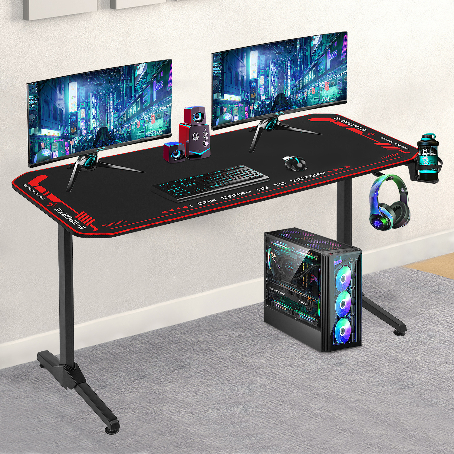 55/"Large Gaming Desk Home Office Computer Table PC w// Full-surface Mouse Pad