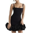 thumbnail image 2 of Fankiway Femmes Été Sans Manches Solide Cou Carré Dos Ouvert Sexy Robe de Sangle Femmes Plage Sundresses Grande Taille Robes de Femmes, 2 of 7