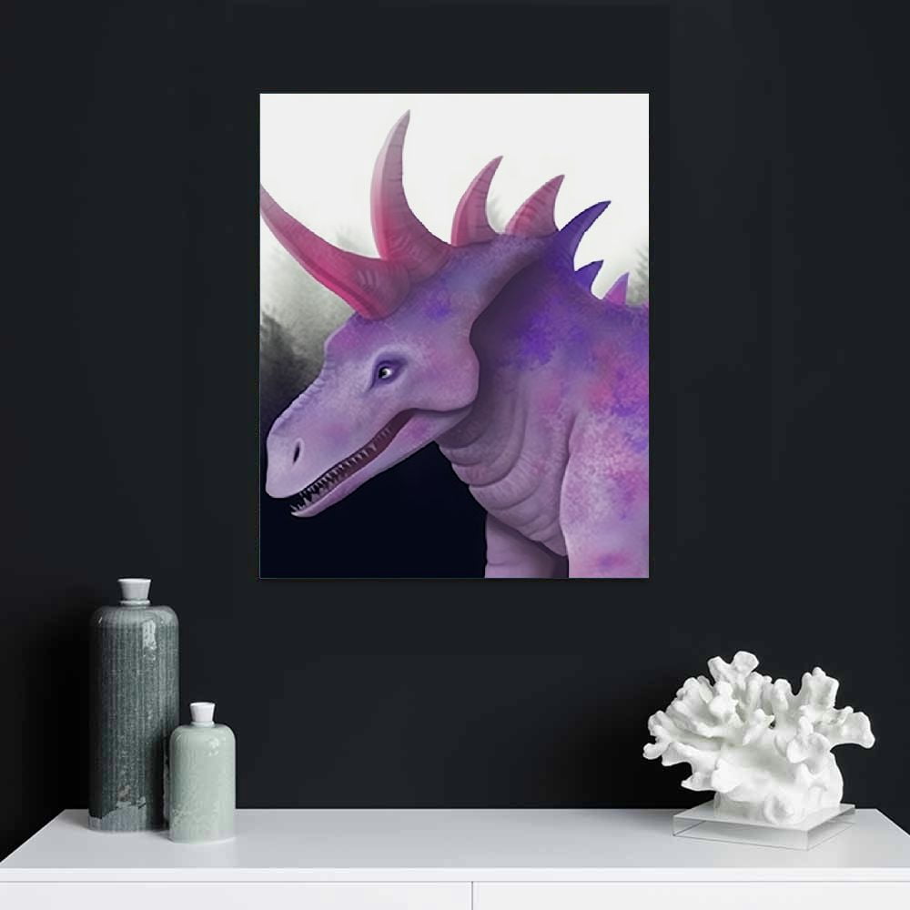 COMIO  Watercolor Dinosaur Wall Art Print- Inspirational Quote Animal Canvas Print -Woodland Poster for Playroom or Nursery Boy Room Decor