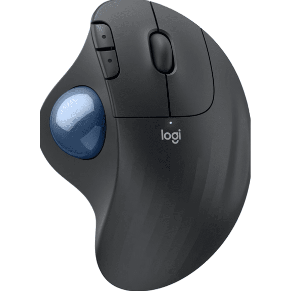 Restored Logitech Ergo M575S Wireless Trackball Mouse, Wireless Ergonomic Mouse with Bluetooth and Encrypted Dongle, Comfortable Thumb Control for PC/Mac - Graphite Blue Ball