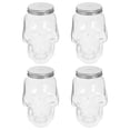 thumbnail image 1 of FELTECHELECTR 4 botellas de plástico vacías y rellenables con forma de calavera y temática de Halloween, con tapas., 1 of 4
