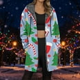thumbnail image 2 of Luwomo Jacketsfor Womens Longline Christma Festive Tree Graphic Long Sleeve Hooded Drawstring Winter Cozy Lined Full Zip Outerwear Tops Blue1,4XL, 2 of 5