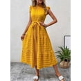 thumbnail image 4 of Women Summer Casual Midi Maxi Dresses Short Sleeve Yellow S, 4 of 9