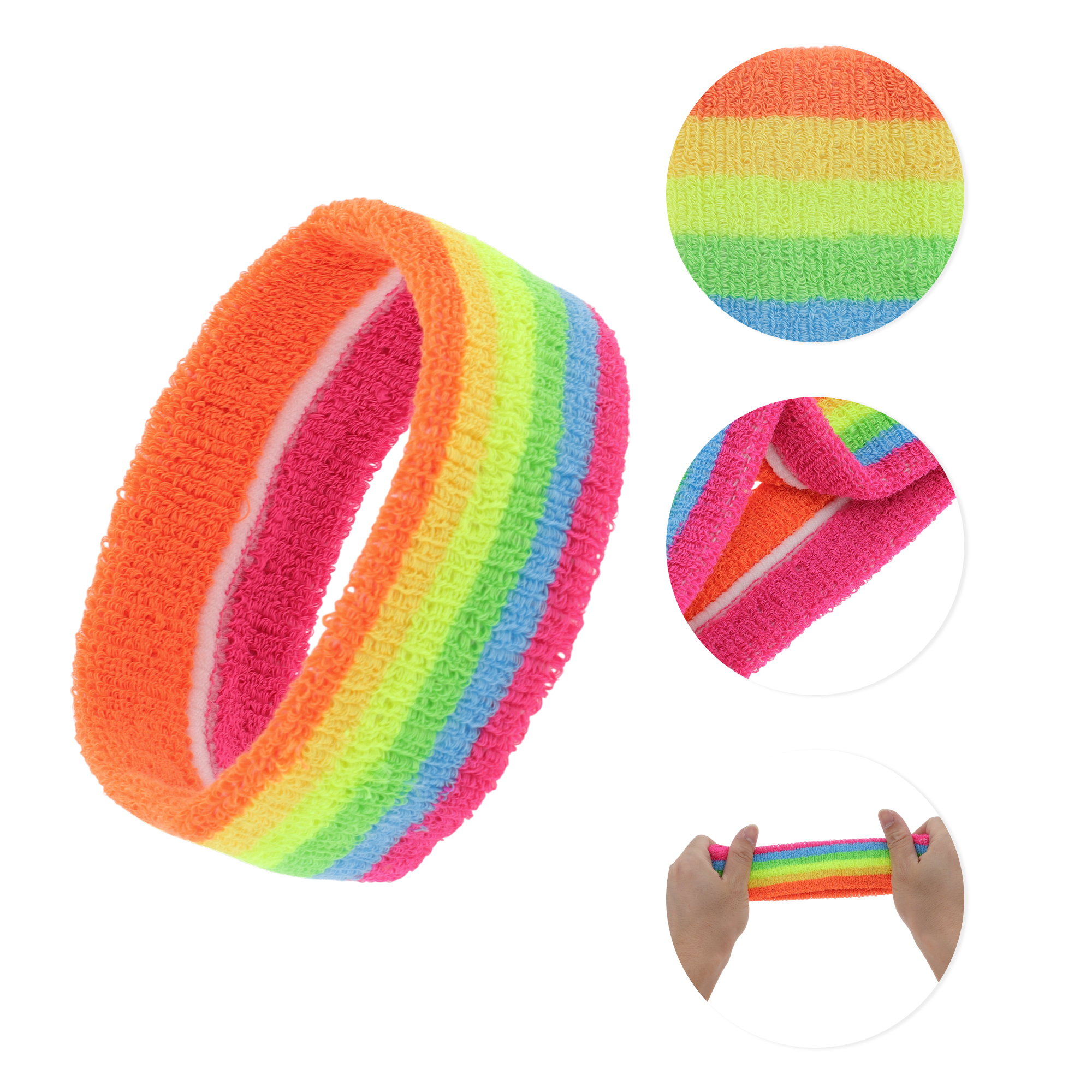 Unique Bargains 3 Pcs Soft Headband with Wristband Solid Color Headband Assorted Color