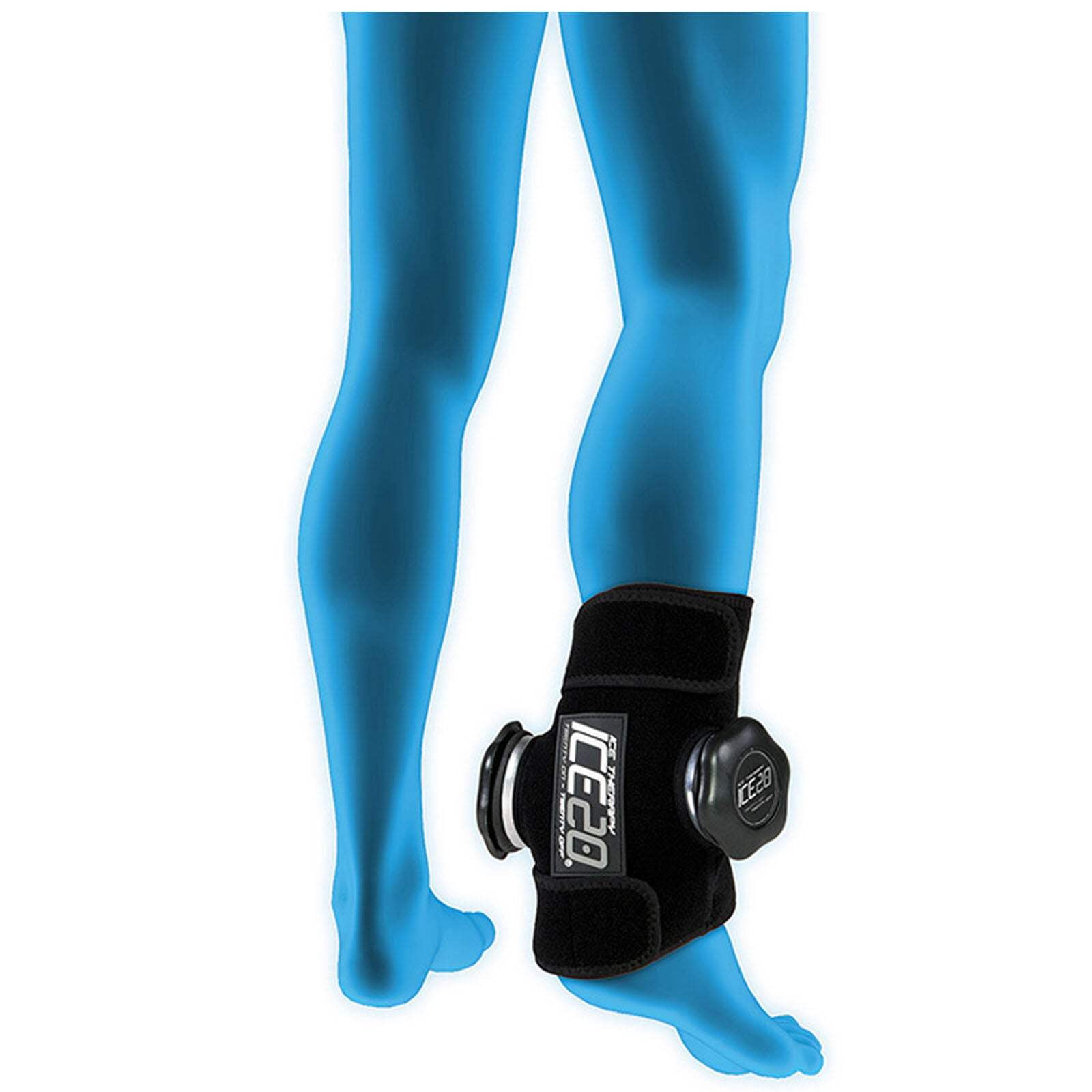 ICE20 Ankle Ice Therapy Wrap Double Ice Bag for Cold Compression Treatment, Black