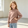 thumbnail image 5 of Kaemgyyd Boys Mock Neck Sweater Kids Soild Color Fashion Pullover Toddler Winter Long Sleeve Knit Clothes（Brown,9-10 Years）, 5 of 6