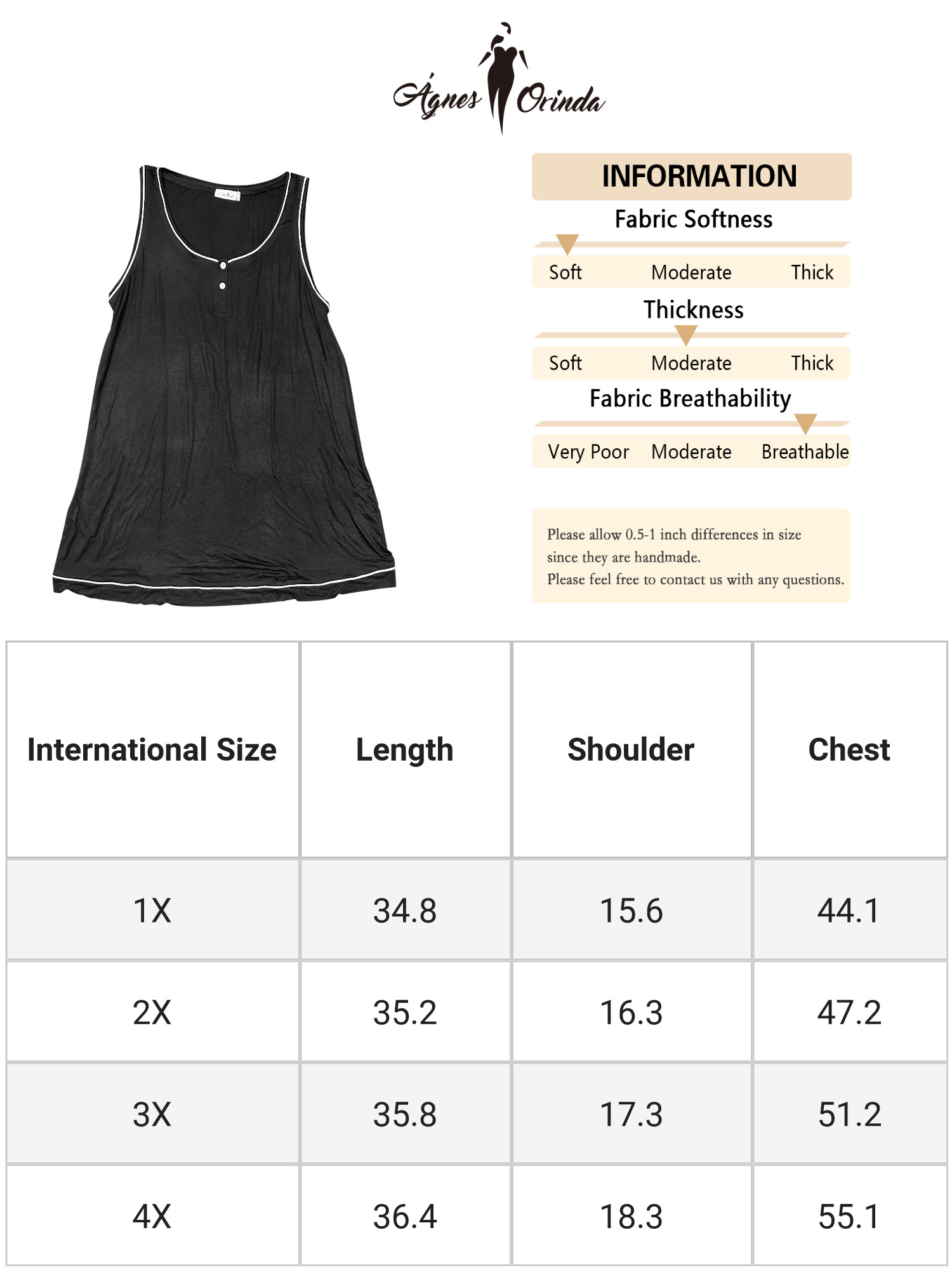 Unique Bargains Women's Plus Size Sleeveless Round Neck Lounge Sleepdress Nightgowns 3X Black
