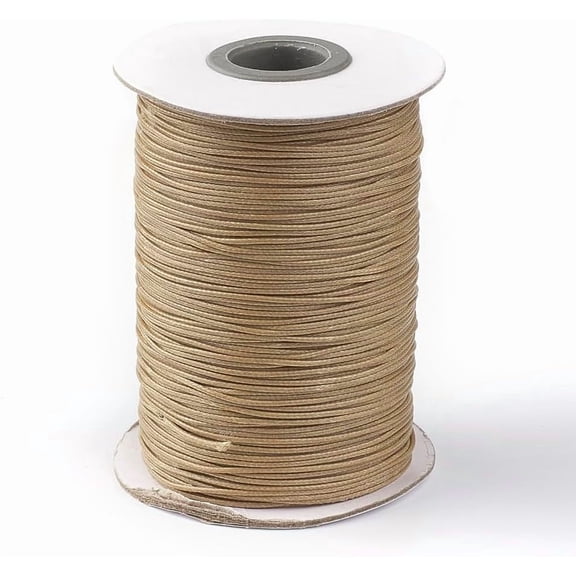 Waxed Polyester Cord 1mm Tan 85 Yards DIY Bracelet Cord Brown