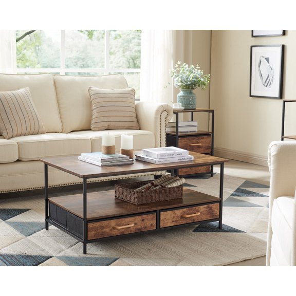 40" Brown Manufactured Wood Rectangular Coffee Table