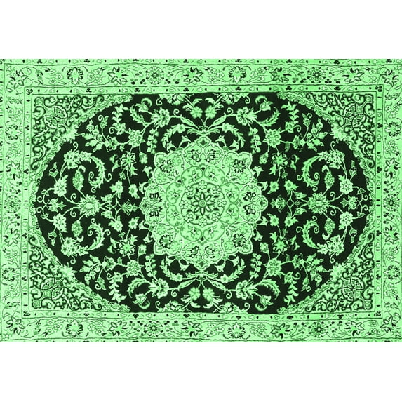 Ahgly Company Indoor Rectangle Medallion Emerald Green Traditional Area Rugs, 7' x 10'