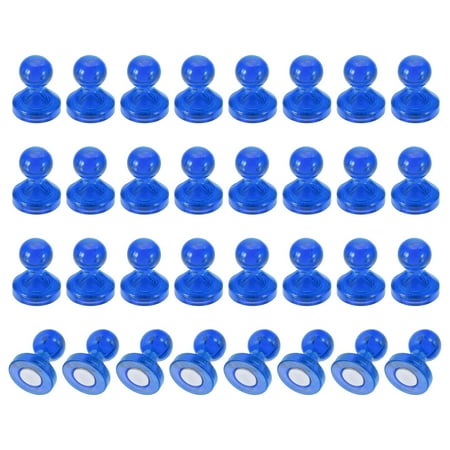 Uxcell 32pcs Magnets Push Pins, 0.8x0.6" Strong Fridge Magnets Magnetic Whiteboard Decorative Thumbtacks for Refrigerator Locker Calendar Office, Blue