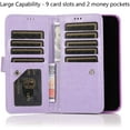 thumbnail image 3 of Wallet Case for iPhone 13 Pro Max 6.7 inch, Magnetic Handbag Zipper Pocket PU Leather Flip with 9 Card Slots and Wrist Strap Folio TPU Inner Stand Case - Purple, 3 of 14