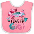 thumbnail image 3 of Inktastic I Love My Gigi Pink and Blue Fox with Hearts Boys or Girls Baby Bib, 3 of 4