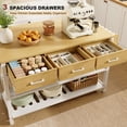 thumbnail image 5 of Awesofurni 54" Kitchen Island with Charging Station & Drop Leaf Tabletop, Modern White Island Table with 3 Drawers, Fixed Side Spice Rack & Towel Bar for Small Space & Coffee Bar, 5 of 8