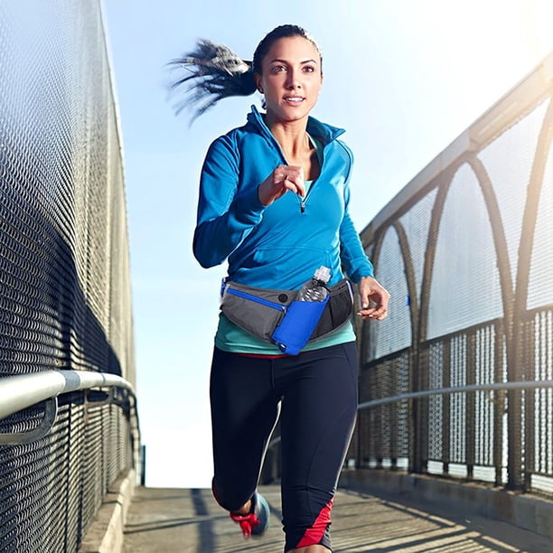 Correa deportiva con botella de agua, cinturón deportivo con cremallera, bolsa para correr, senderismo, escalada, ajustable, portátil, material de nailon resistente, para hombre y mujer, uso
