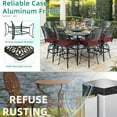 thumbnail image 4 of VIVIJASON 10-Piece Outdoor Bar Set, All Weather Cast Aluminum High Patio Dining Set with 8 Cushioned Swivel Bar Stools, Large 64" Square Patio Bar Height Table with Detachable Lazy Susan, 4 of 7