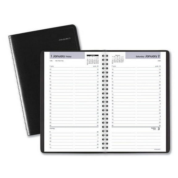 AT-A-GLANCE DayMinder Daily Appointment Book, 8.5 x 5.5, Black Cover, 12-Month : 2025, Each