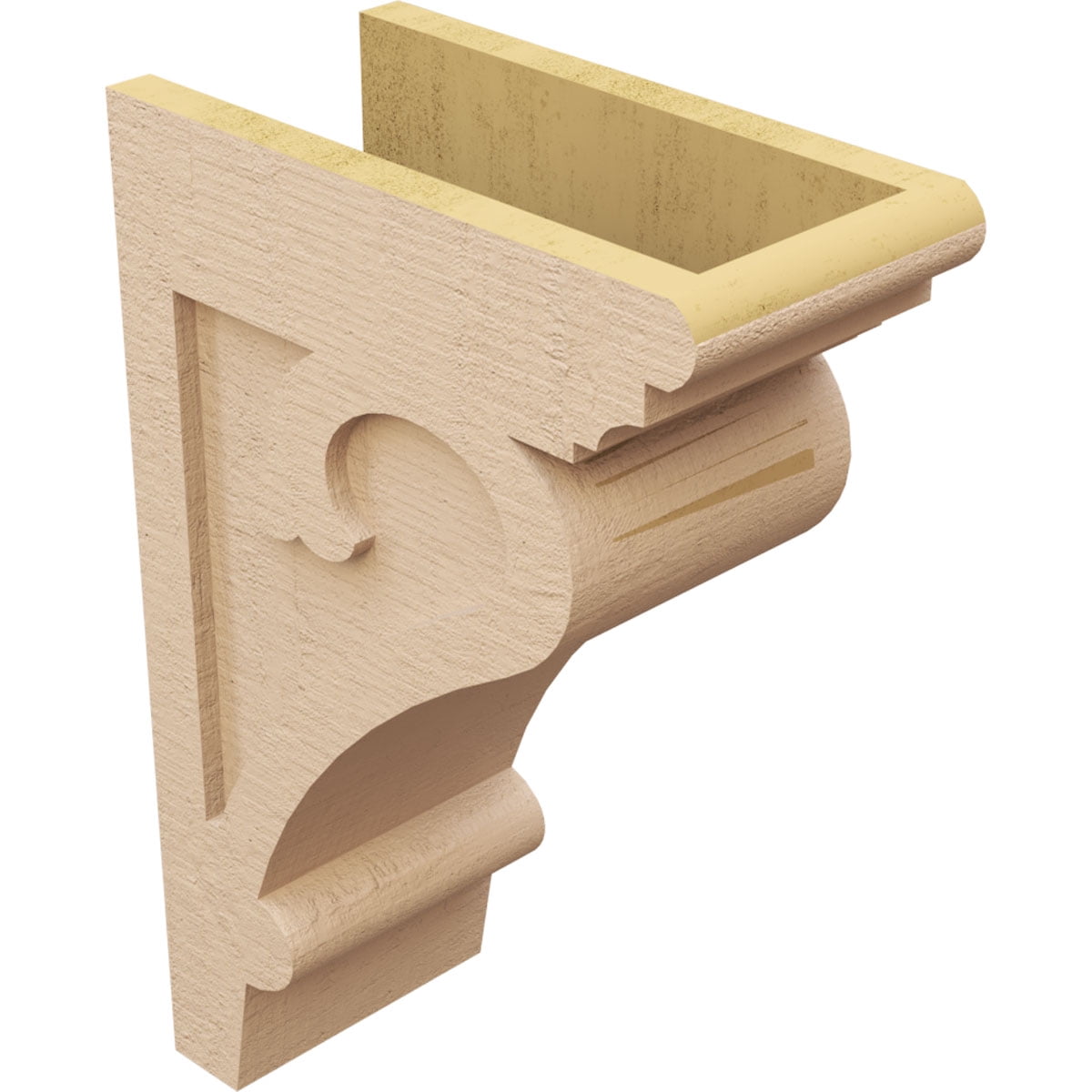 7"W x 14"D x 21"H Classic Mayflower Rough Cedar Woodgrain TimberThane Corbel, Primed Tan