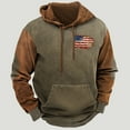 thumbnail image 2 of DODADAWANJ Mens Color Block Hoodie USA Flag Graphic Drawstring Hoodies Big and Tall Long Sleeve Pullover Sweatshirt for Travel Vacation Daily M, 2 of 4