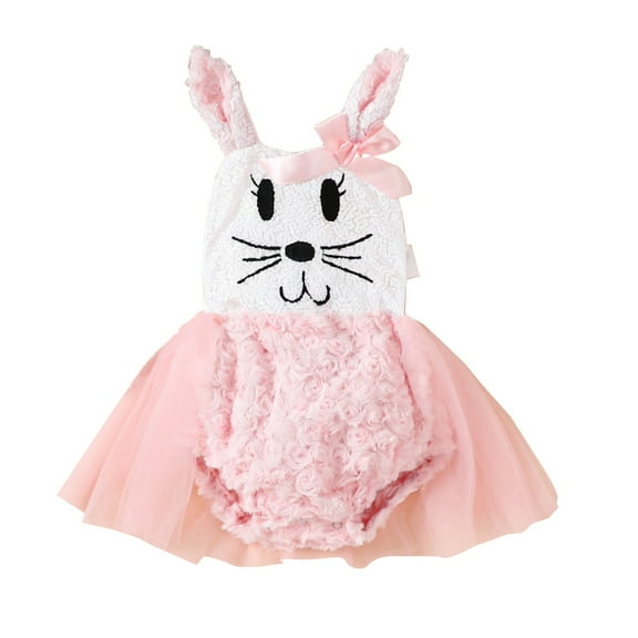 Generic Clearance Clothes Lightweight Bodysuits for Children's Baby Girl Cartoon Rabbit Sequins Print Sleeveless Mesh Hoodie for Casual Soft Comfortable Outfits(12-18 Months,Pink)