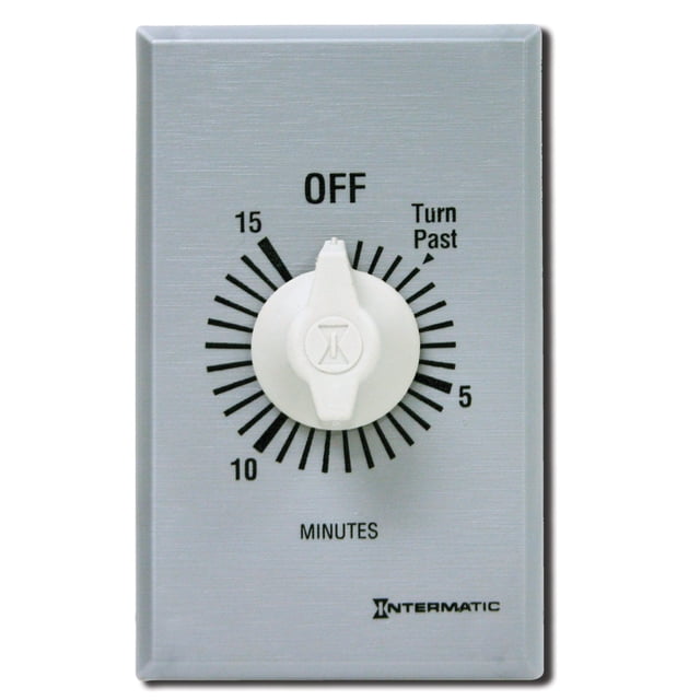 Intermatic Ff415M Temporizador De Pared Con Resorte De 15 Minutos Acabado De Metal Cepillado