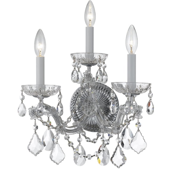 4403-CH-CL-MWP Crystorama Lighting Maria Theresa - Three Light Wall Sconce in Classic Style - 14 Inches Wide by 14 Inches High-Polished Chrome