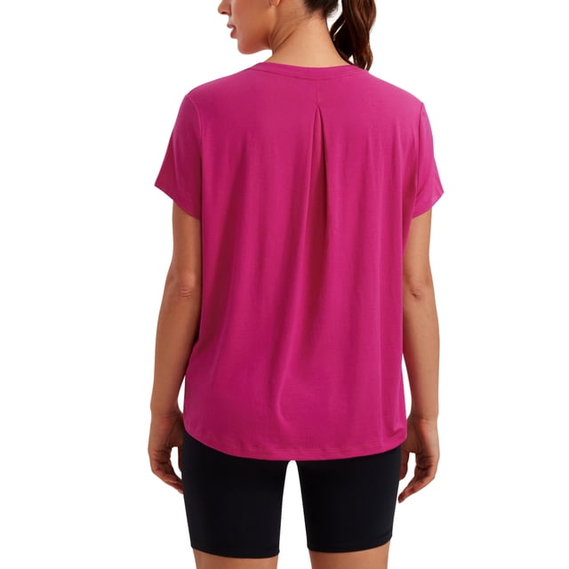 Remera Suelta Suave CRZ YOGA para Yoga Rosa Talle Grande