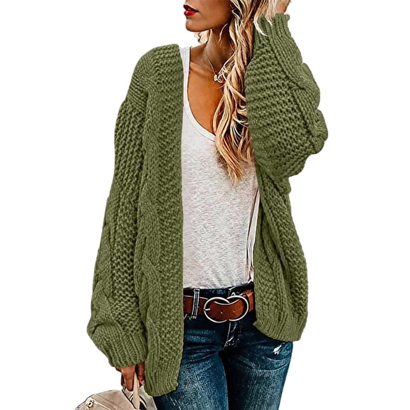 Womens Oversized Chunky Cable Knit Cardigan Sweaters Open Front Long Sleeve Slouchy Fall Outwear Coats L