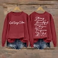 thumbnail image 2 of 1 PC Womens Oversized Sweatshirt Comfort Text Graphic Crewneck Winter Pullover Cold Theme Tops for Women Trendy Red XL, 2 of 4