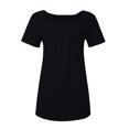 thumbnail image 5 of asdoklhq Womens Plus Size Tops Clearance Fashion Woman 0-Neck Short Sleeve Tops T-Shirt Summer Solid Loose Blouse, 5 of 8
