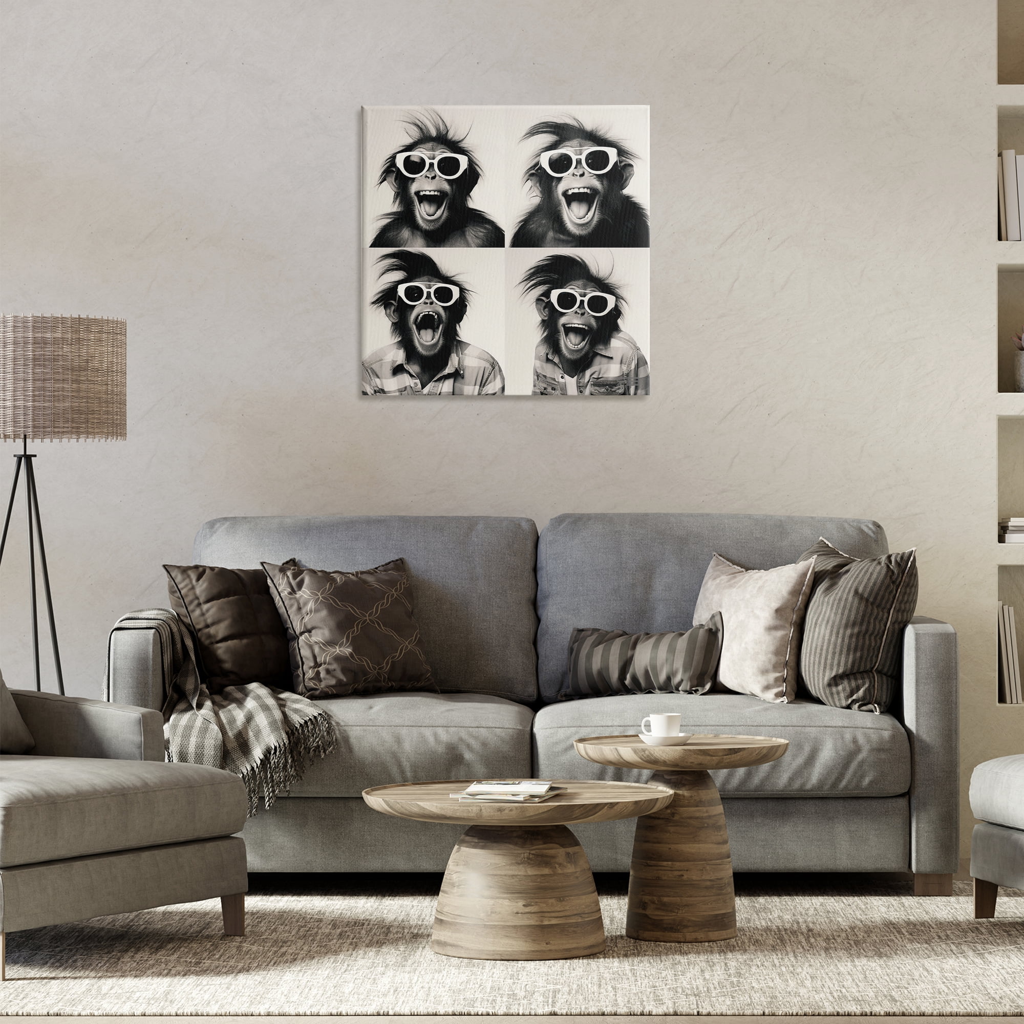 Stupell Industries Fun Sunglasses Monkey Animals Painting Wrapped Canvas Art Print Wall Art, 24 x 24