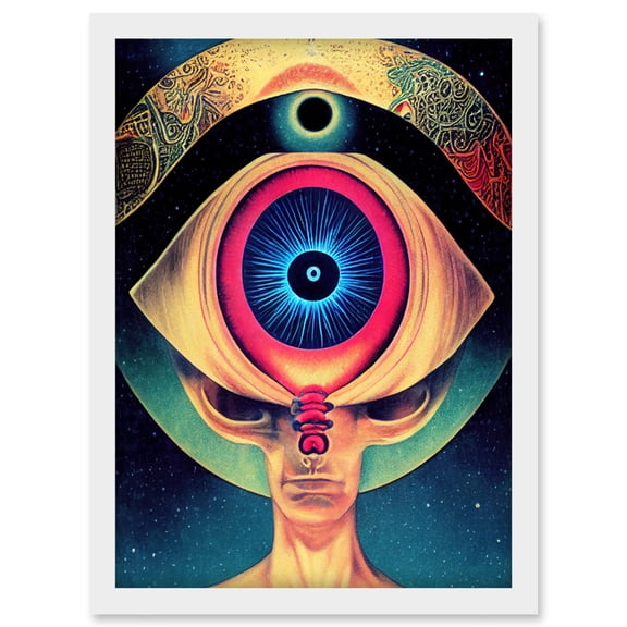 Third Eye Psychic Alien Contact Universe Secrets Sun Eclipse Artwork Framed Wall Art Print A4