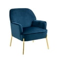 thumbnail image 4 of Modern Armchair, Upholstered Living Room Chair, Velvet Accent Chair with Golden Metal Legs, Leisure Reading Chair for Bedroom Living Room and Reception Room, Blue, 4 of 7