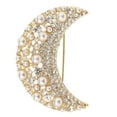 thumbnail image 2 of Broche de Perla Simulada Salvador en forma de luna dorado, 2 of 7