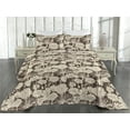 thumbnail image 2 of Ambesonne Chamomile Quilted Bedspread Set 3 Pcs, Vintage Minimalist Daisy, Twin, Taupe Eggshell, 2 of 4