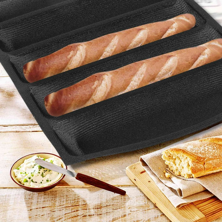 MUJUZE Silicone Loaf Pan Baking Pan for Baking French Baguettes/Hot Dog  Buns, bread mold for baking with 6 Muffin Cups,Nonstick &Easy Clean&Heat