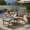 thumbnail image 5 of GVN Outdoor Chaise Lounge, 2 Pieces Patio Rattan Folding Lounge Chair with Acacia Wood Table Outdoor Chaise Lounge Chair for Pool Backyard Beach Red, 5 of 8