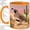 Orange, variant on Desert Quail Watercolor Coffee Mug, Gambel Quail Mug, Morning Coffee Tea Cup for Home Office, Walking Bird by Saguaro Cactus at Sunset, Southwest Wildlife Art, Bird Lovers Women Men
