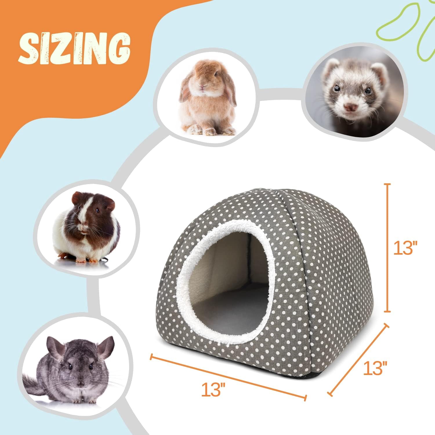 NANAHuang Rabbit Hideout Large Bunny Bed Washable Rabbit House and Hideout Fleece Guinea Pig Hiding Hut for Indoor Bunnies Small Animal Hideaway