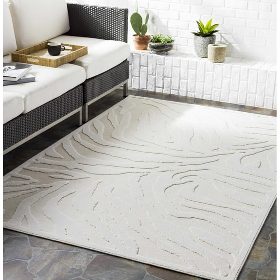Hauteloom Benzonia Living Room, Bedroom Patio Outdoor Area Rug - Modern - Beige - 2' x 2'11"